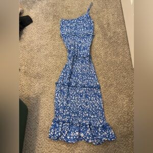 Elegant Blue Floral Maxi Dress